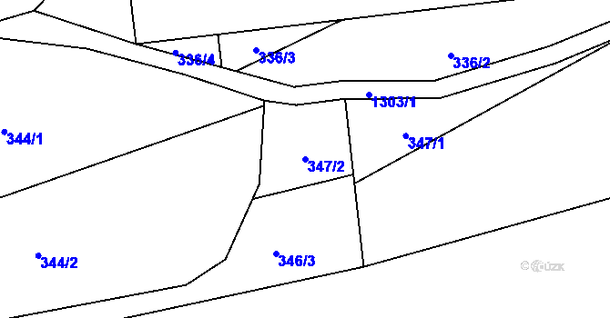 Parcela st. 347/2 v KÚ Miletín, Katastrální mapa