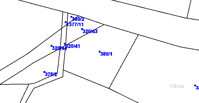 Parcela st. 380/1 v KÚ Miletín, Katastrální mapa