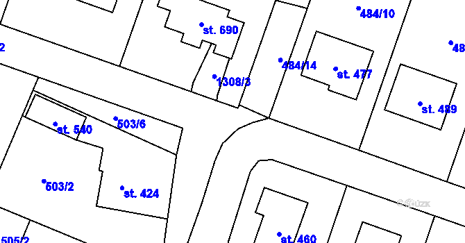 Parcela st. 484/15 v KÚ Miletín, Katastrální mapa