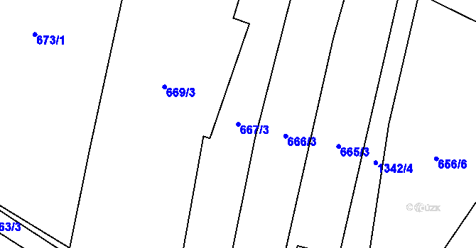 Parcela st. 667/3 v KÚ Miletín, Katastrální mapa