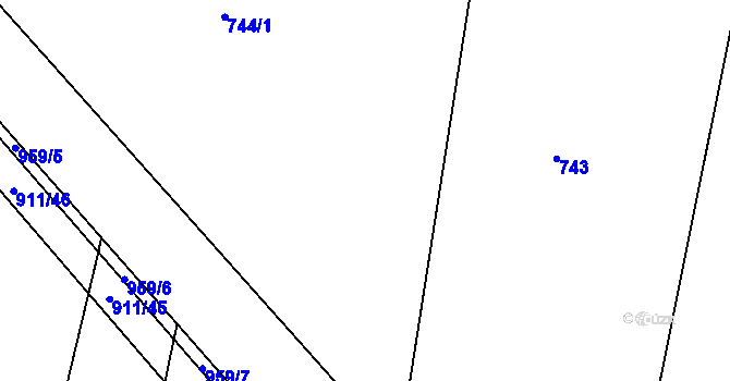 Parcela st. 740/1 v KÚ Miletín, Katastrální mapa