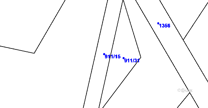 Parcela st. 911/15 v KÚ Miletín, Katastrální mapa