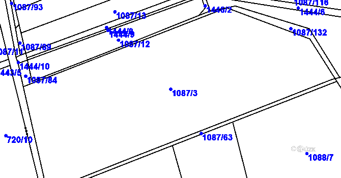 Parcela st. 1087/3 v KÚ Miletín, Katastrální mapa