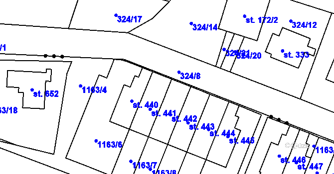 Parcela st. 1163/20 v KÚ Miletín, Katastrální mapa