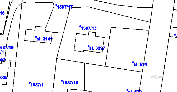 Parcela st. 3297 v KÚ Milevsko, Katastrální mapa