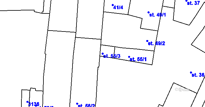 Parcela st. 55/3 v KÚ Milevsko, Katastrální mapa