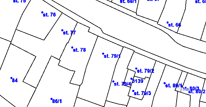 Parcela st. 79/1 v KÚ Milevsko, Katastrální mapa