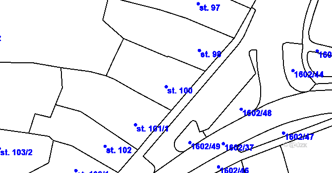 Parcela st. 100 v KÚ Milevsko, Katastrální mapa