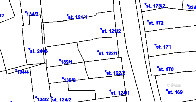 Parcela st. 122/1 v KÚ Milevsko, Katastrální mapa