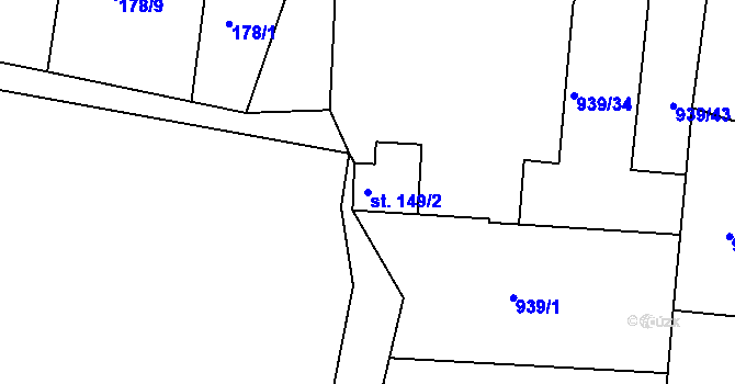 Parcela st. 149/2 v KÚ Milevsko, Katastrální mapa