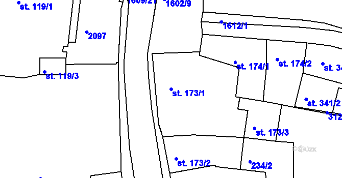 Parcela st. 173/1 v KÚ Milevsko, Katastrální mapa