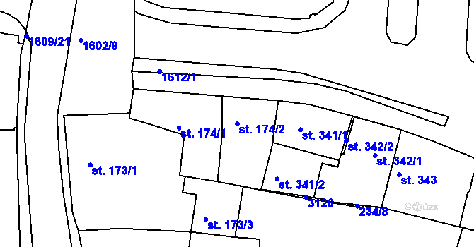 Parcela st. 174/2 v KÚ Milevsko, Katastrální mapa