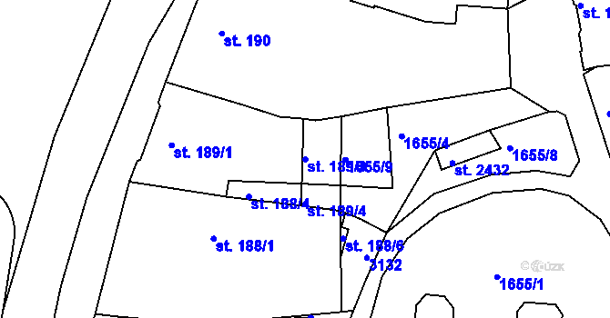 Parcela st. 189/3 v KÚ Milevsko, Katastrální mapa