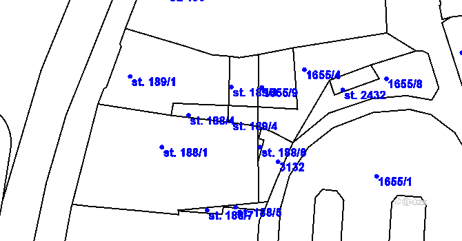 Parcela st. 189/4 v KÚ Milevsko, Katastrální mapa