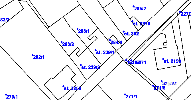 Parcela st. 239/1 v KÚ Milevsko, Katastrální mapa