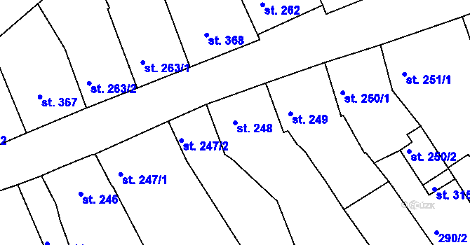 Parcela st. 248 v KÚ Milevsko, Katastrální mapa