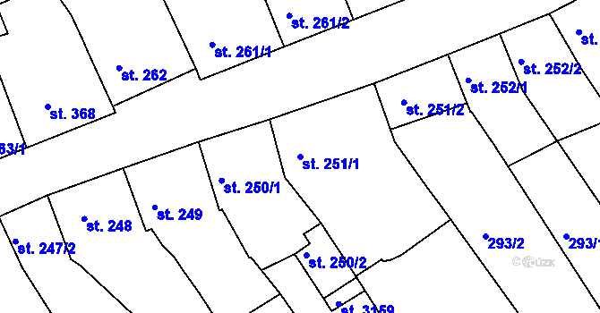 Parcela st. 251/1 v KÚ Milevsko, Katastrální mapa