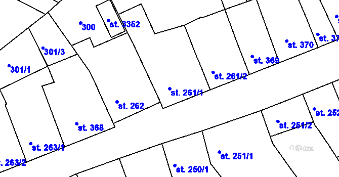 Parcela st. 261/1 v KÚ Milevsko, Katastrální mapa