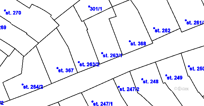 Parcela st. 263/1 v KÚ Milevsko, Katastrální mapa