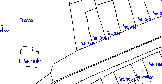 Parcela st. 317 v KÚ Milevsko, Katastrální mapa