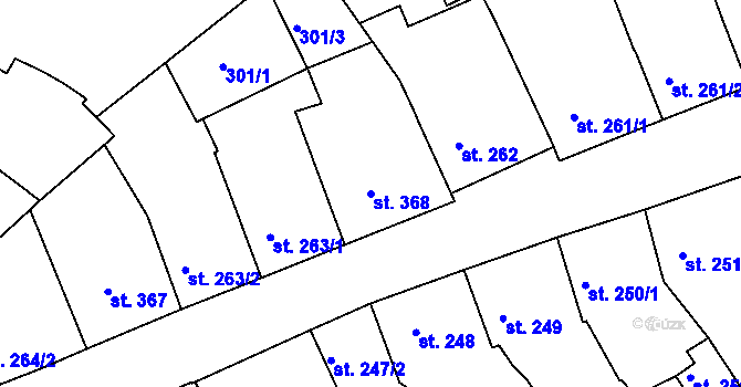 Parcela st. 368 v KÚ Milevsko, Katastrální mapa