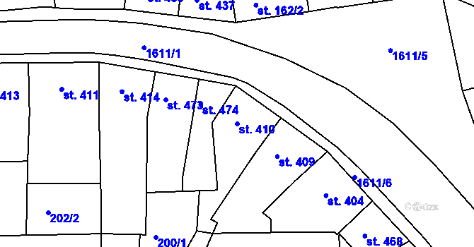 Parcela st. 410 v KÚ Milevsko, Katastrální mapa