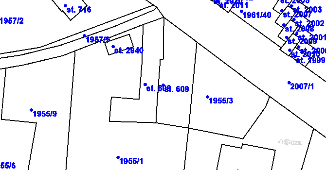 Parcela st. 609 v KÚ Milevsko, Katastrální mapa