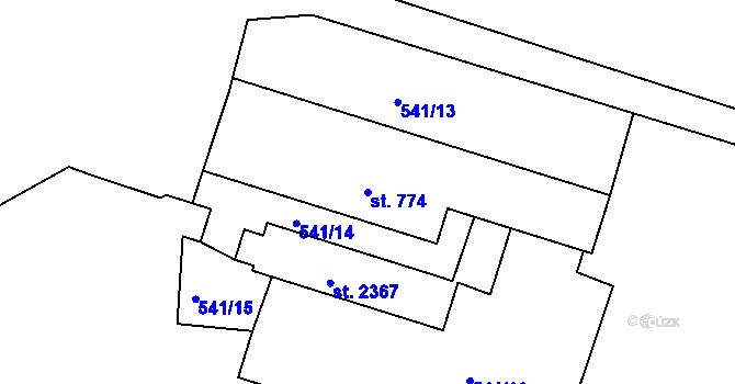 Parcela st. 774 v KÚ Milevsko, Katastrální mapa