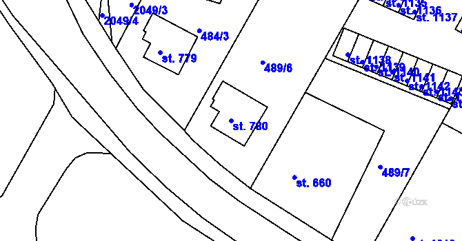 Parcela st. 780 v KÚ Milevsko, Katastrální mapa