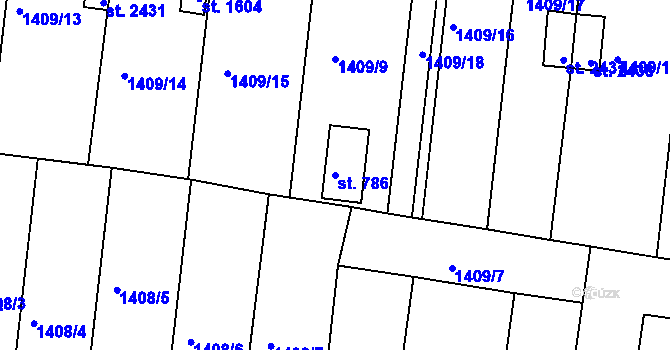 Parcela st. 786 v KÚ Milevsko, Katastrální mapa