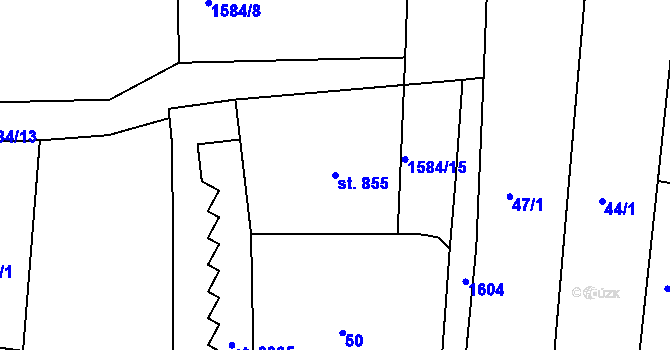 Parcela st. 855 v KÚ Milevsko, Katastrální mapa