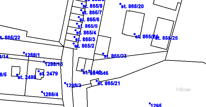 Parcela st. 865/23 v KÚ Milevsko, Katastrální mapa