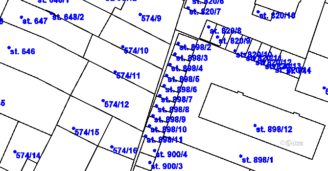 Parcela st. 898/6 v KÚ Milevsko, Katastrální mapa