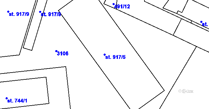 Parcela st. 917/5 v KÚ Milevsko, Katastrální mapa