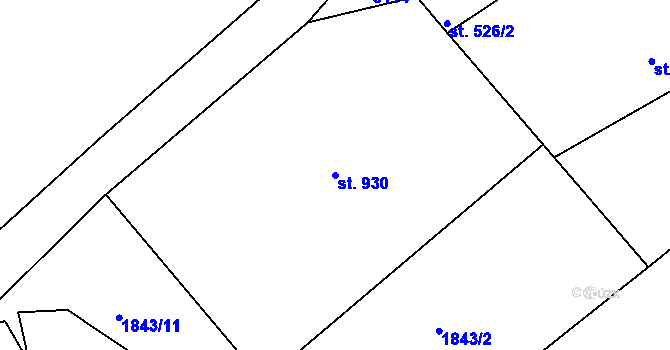 Parcela st. 930 v KÚ Milevsko, Katastrální mapa