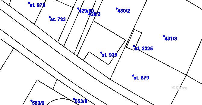 Parcela st. 939 v KÚ Milevsko, Katastrální mapa