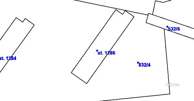 Parcela st. 1286 v KÚ Milevsko, Katastrální mapa