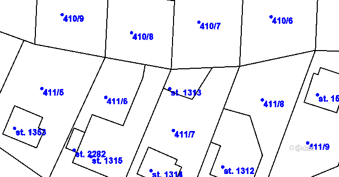 Parcela st. 1313 v KÚ Milevsko, Katastrální mapa