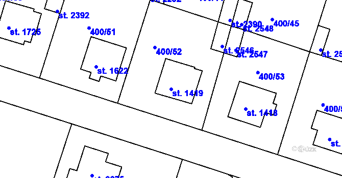 Parcela st. 1419 v KÚ Milevsko, Katastrální mapa