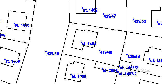 Parcela st. 1464 v KÚ Milevsko, Katastrální mapa