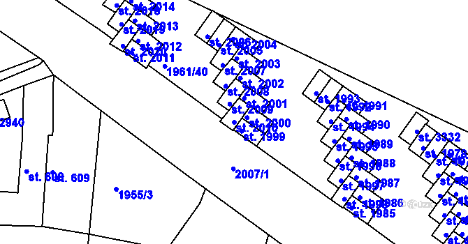 Parcela st. 2010 v KÚ Milevsko, Katastrální mapa