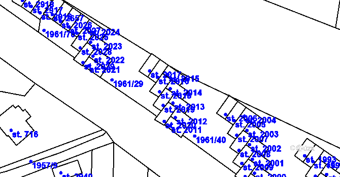 Parcela st. 2014 v KÚ Milevsko, Katastrální mapa