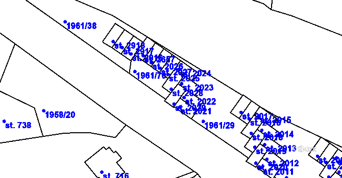 Parcela st. 2028 v KÚ Milevsko, Katastrální mapa
