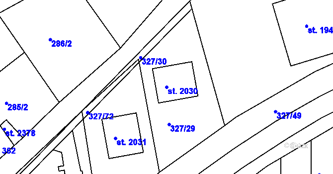 Parcela st. 2030 v KÚ Milevsko, Katastrální mapa