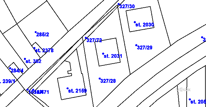 Parcela st. 2031 v KÚ Milevsko, Katastrální mapa