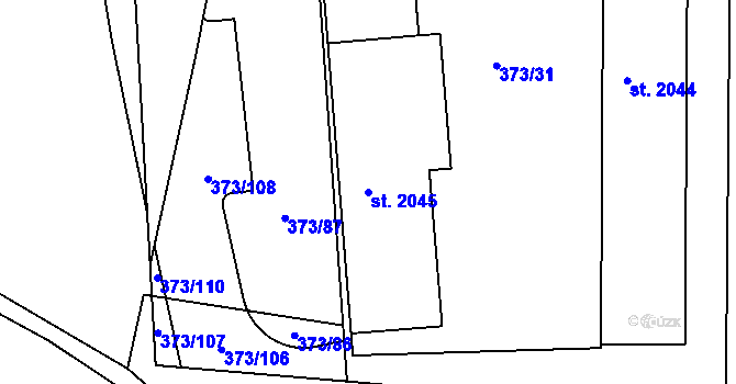 Parcela st. 2045 v KÚ Milevsko, Katastrální mapa