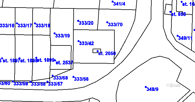 Parcela st. 2050 v KÚ Milevsko, Katastrální mapa