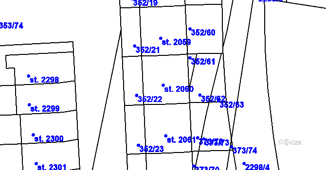 Parcela st. 2060 v KÚ Milevsko, Katastrální mapa