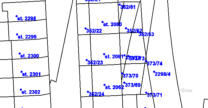 Parcela st. 2061 v KÚ Milevsko, Katastrální mapa