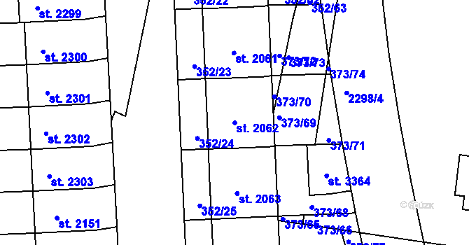 Parcela st. 2062 v KÚ Milevsko, Katastrální mapa